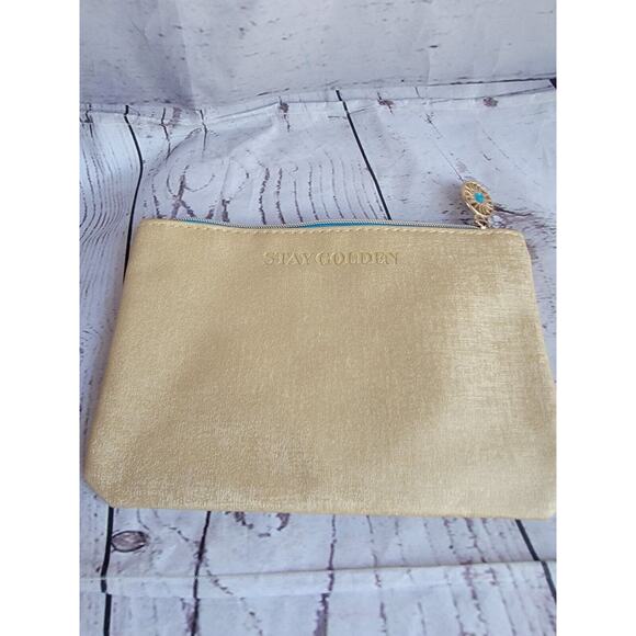 ipsy makeup bag Stay Golden Gold And Teal With Sunburst Closure - Picture 2 of 6